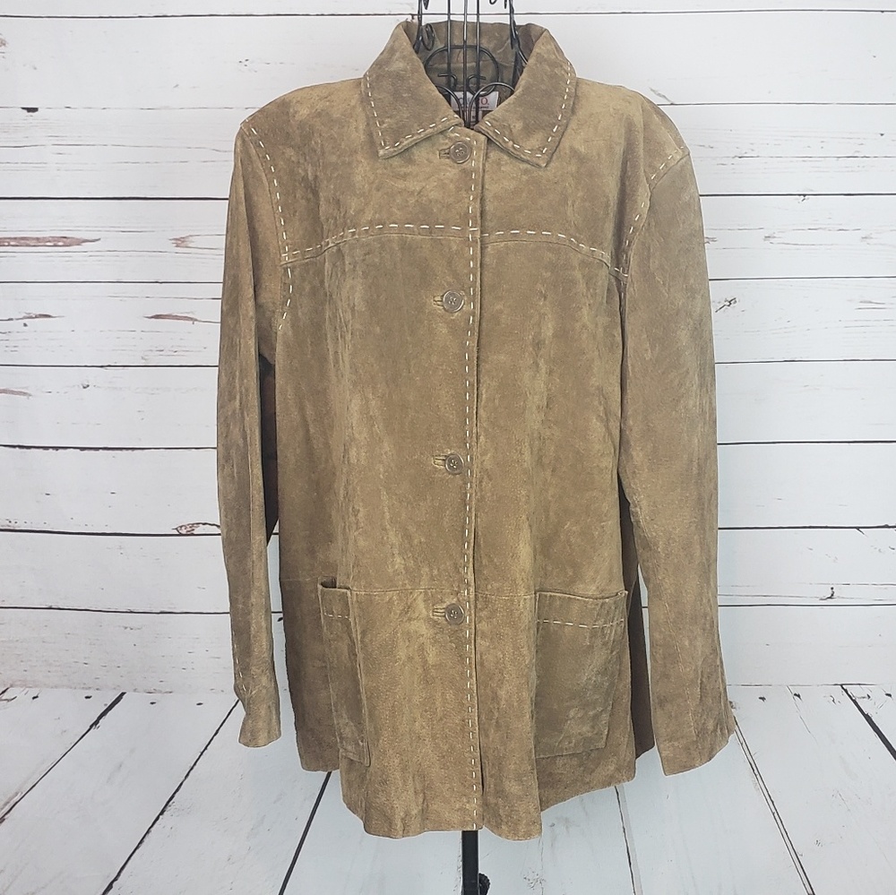 Denim & Company Leather Plus Size Jacket